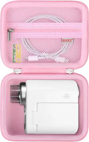BOVKE Microscope Case Compatible with Microscope for Kids, 1000X Handheld Kids Microscope, Portable Mini Microscope for Kids Travel Case with Mesh Pocket for Date Cables and Sample Slides, Pink
