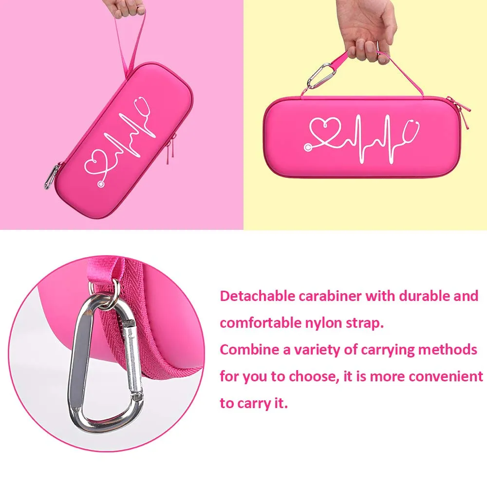 BOVKE Stethoscope Case fits 3M Littmann Cardiology IV Diagnostic Stethoscope, Classic III Monitoring Stethoscope, Lightweight II S.E, MDF Acoustica Holder with Pocket for Nurse Accessories, Raspberry