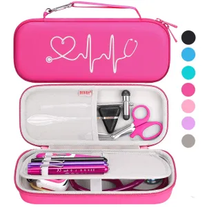 BOVKE Stethoscope Case fits 3M Littmann Cardiology IV Diagnostic Stethoscope, Classic III Monitoring Stethoscope, Lightweight II S.E, MDF Acoustica Holder with Pocket for Nurse Accessories, Raspberry