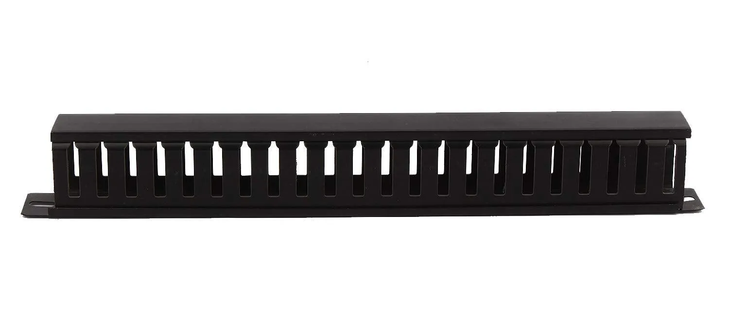 BOXNUBE 1U 22 Slot Rack Mount Horizontal Cable Manager Duct Raceway with Cover & Screws for 19" Server Rack - 2 Pack