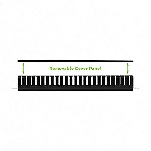 BOXNUBE 1U 22 Slot Rack Mount Horizontal Cable Manager Duct Raceway with Cover & Screws for 19" Server Rack - 2 Pack