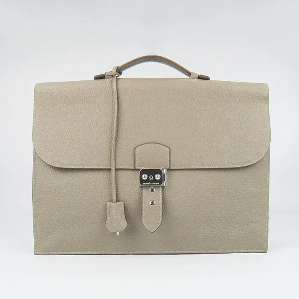 Briefcases Leather Hermes 2813 Grey Problem-solving Customized options Cow