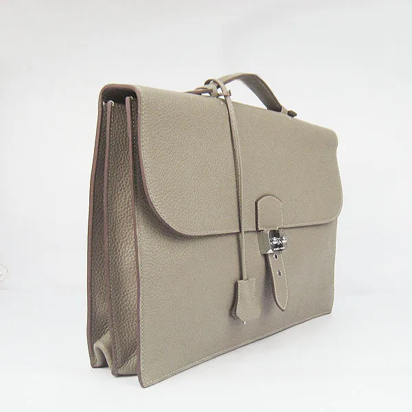 Briefcases Leather Hermes 2813 Grey Problem-solving Customized options Cow