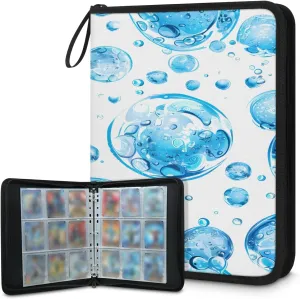 Bubble 3 Ring Trading Zipper Binder Strap, Trading Card Binder 4 Pocket, 400 Pockets Card Holder with 50 Removable Sleeves for Game Cards