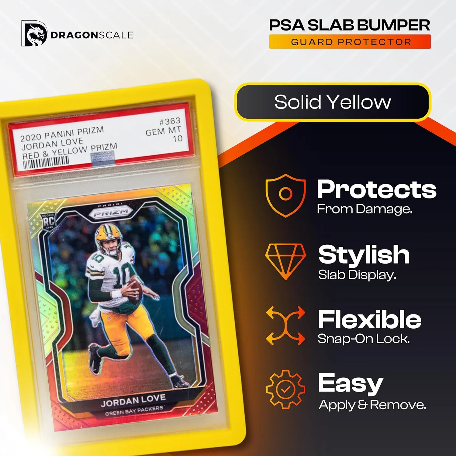 Bumper Guard Protector for PSA Slabs - 10 Count, Snap-Fit Design for PSA Graded Slabs, Stylish Display and Secure Protection – Yellow