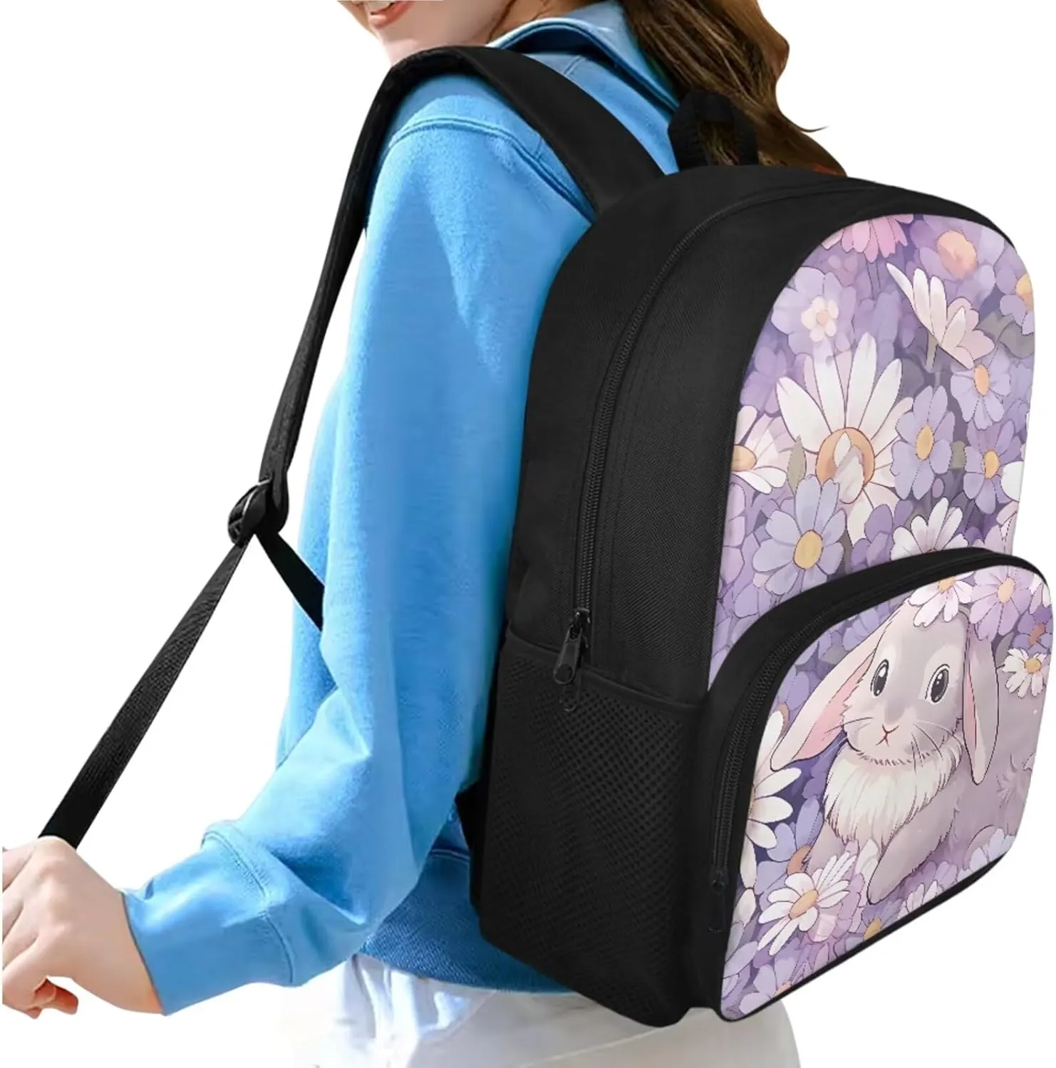 Bunny Preschool Backpack for Girls With Lunch Box School Backpack for Teens Girls Middle School Water Resistant Fits Notebooks,Pens,Pencils/Cases,Water Bottles,Homework,Tablets
