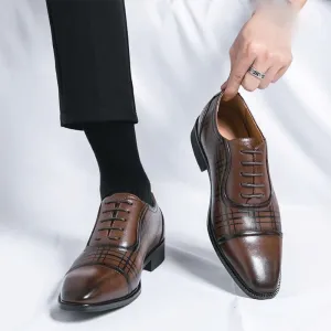 Business Men Leather Shoes Formal Dress Shoes Casual Oxford Prom Wedding Shoes Career Manager man Work Moccasins Luxury Printed Brogue Shoes