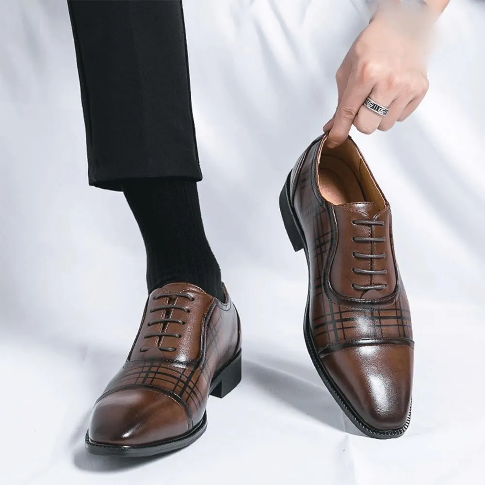 Business Men Leather Shoes Formal Dress Shoes Casual Oxford Prom Wedding Shoes Career Manager man Work Moccasins Luxury Printed Brogue Shoes