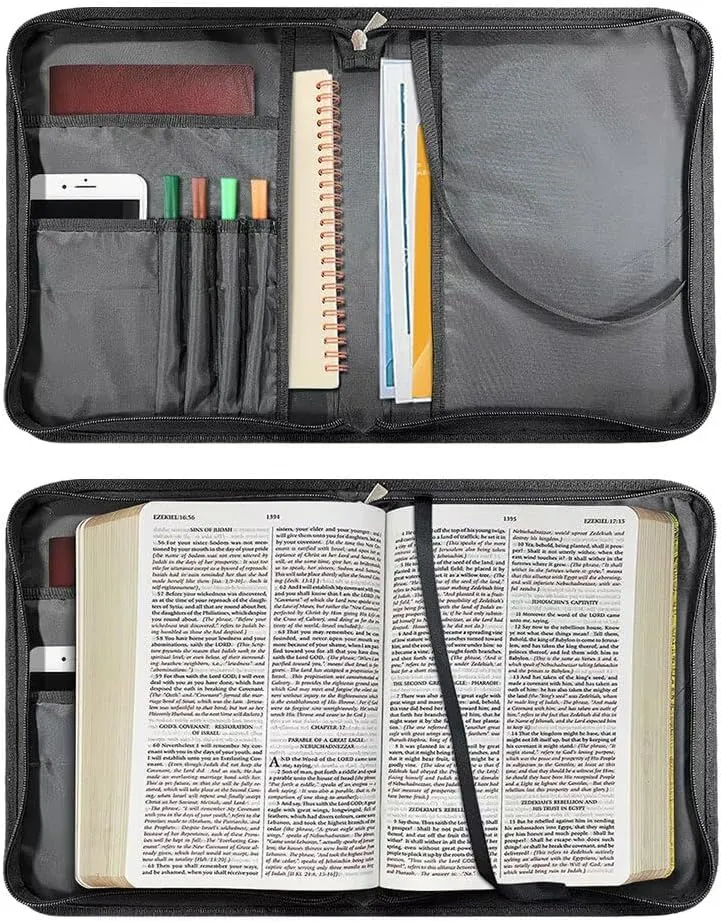 Butterfly Print Bible Cases for Womens Zippered PU Bible Bag Lightweight Bible Carrying Case with Multiple Pockets Bible Study Supplies Fits for Standard Size Bible