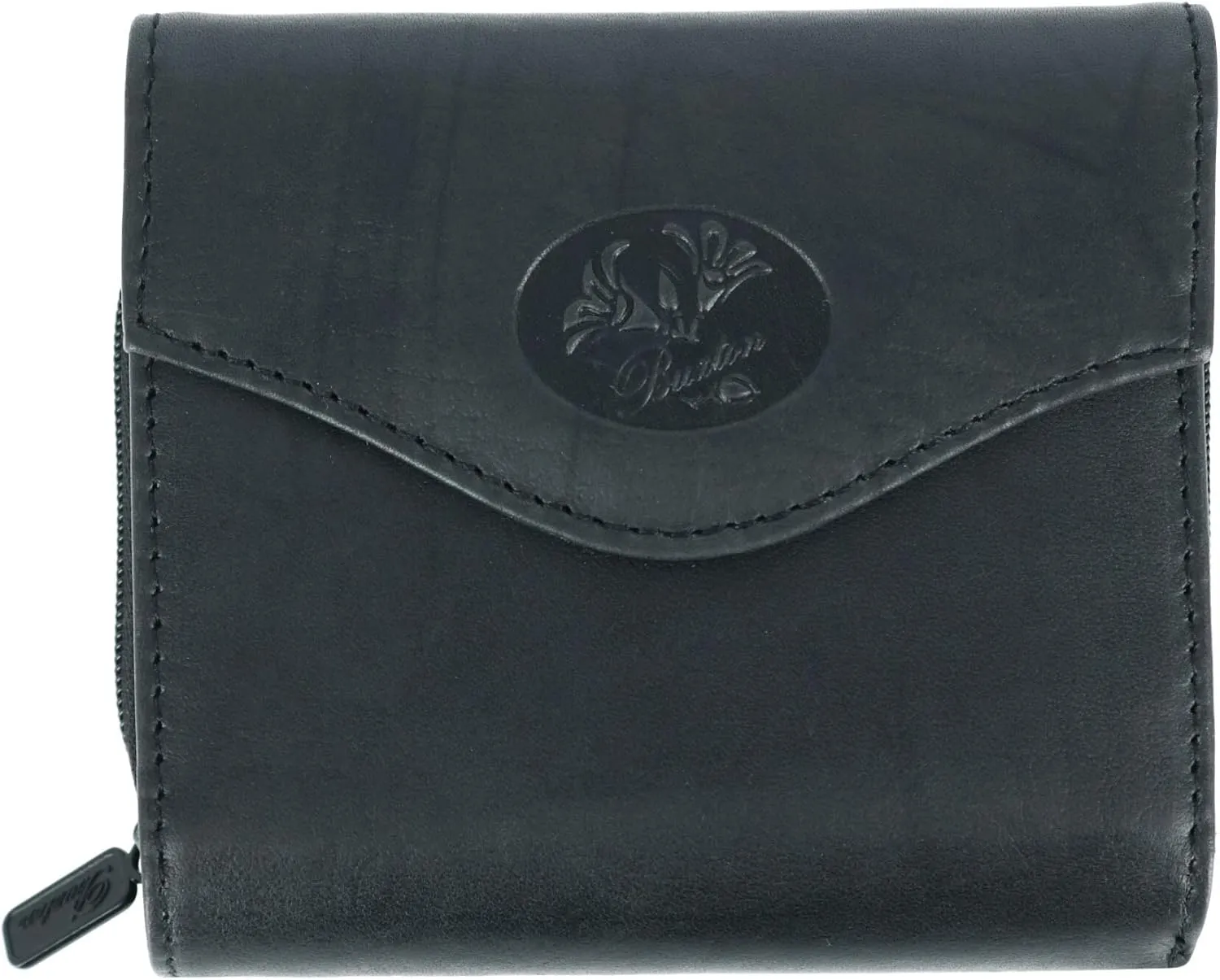 Buxton Heiress Leather Zip Purse, Black, One Size