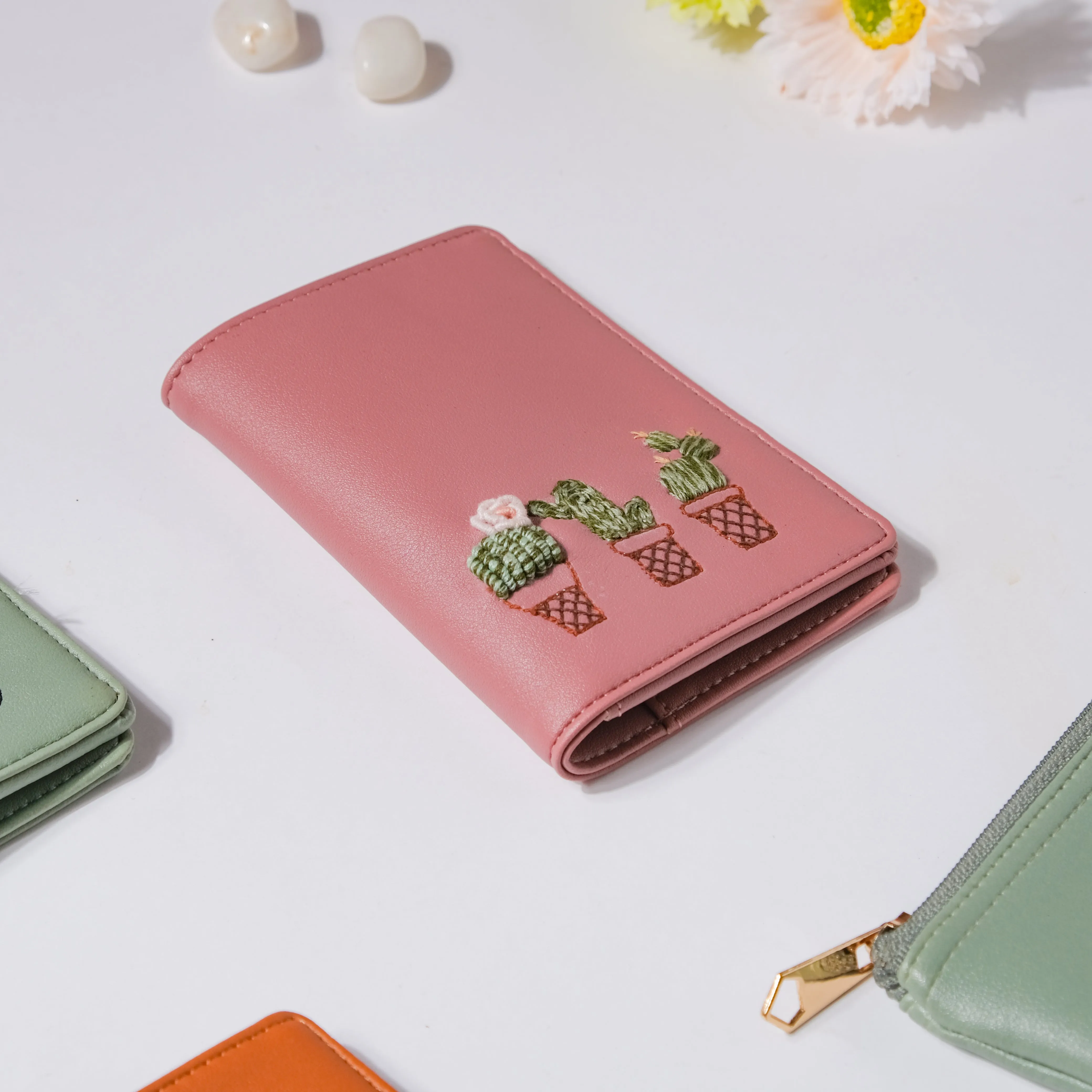 Cactus Two Fold Passport Cover Pink