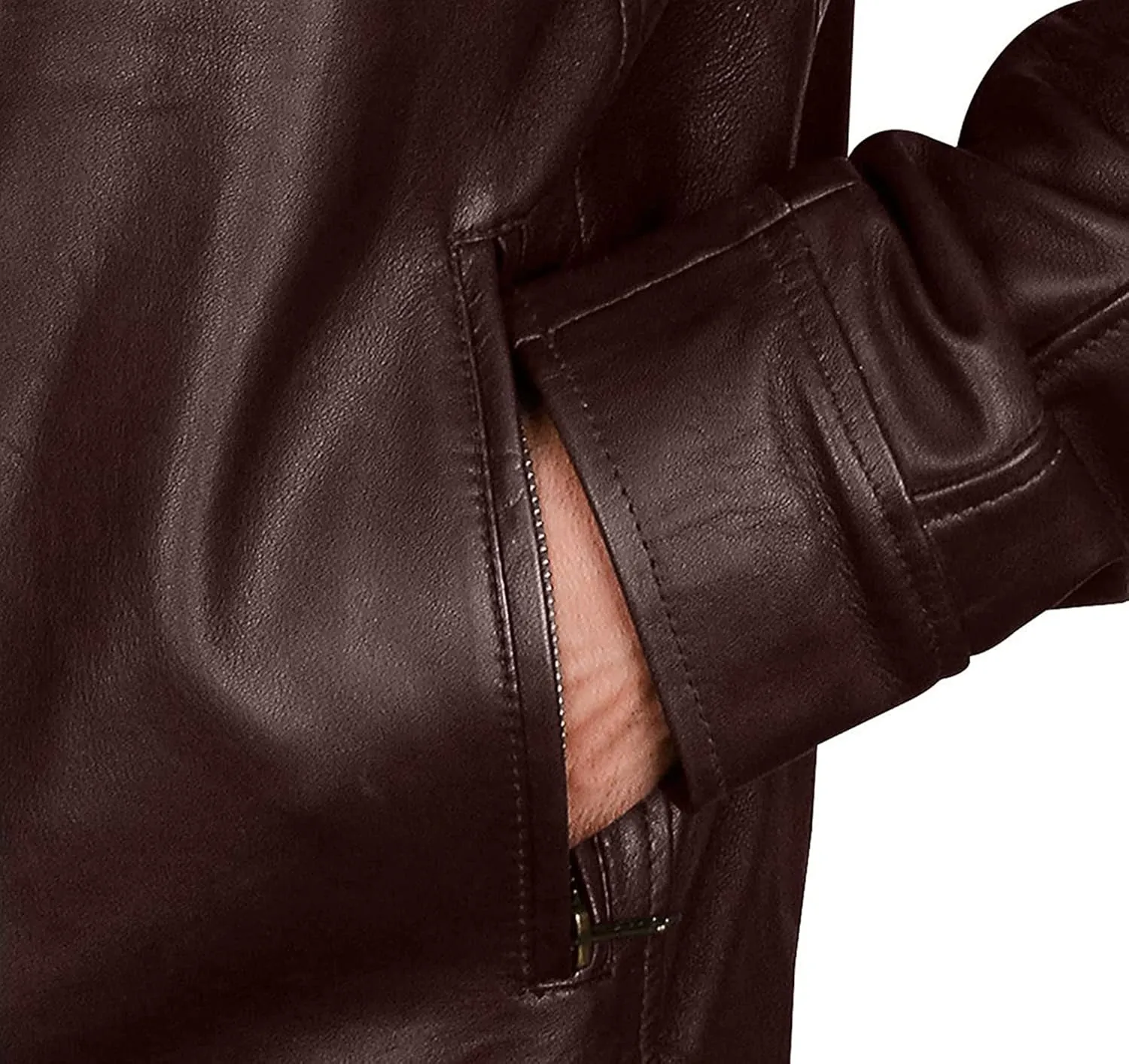Cafe Racer Brown Leather Jacket Men - Brown Real Lambskin Leather Biker Jacket