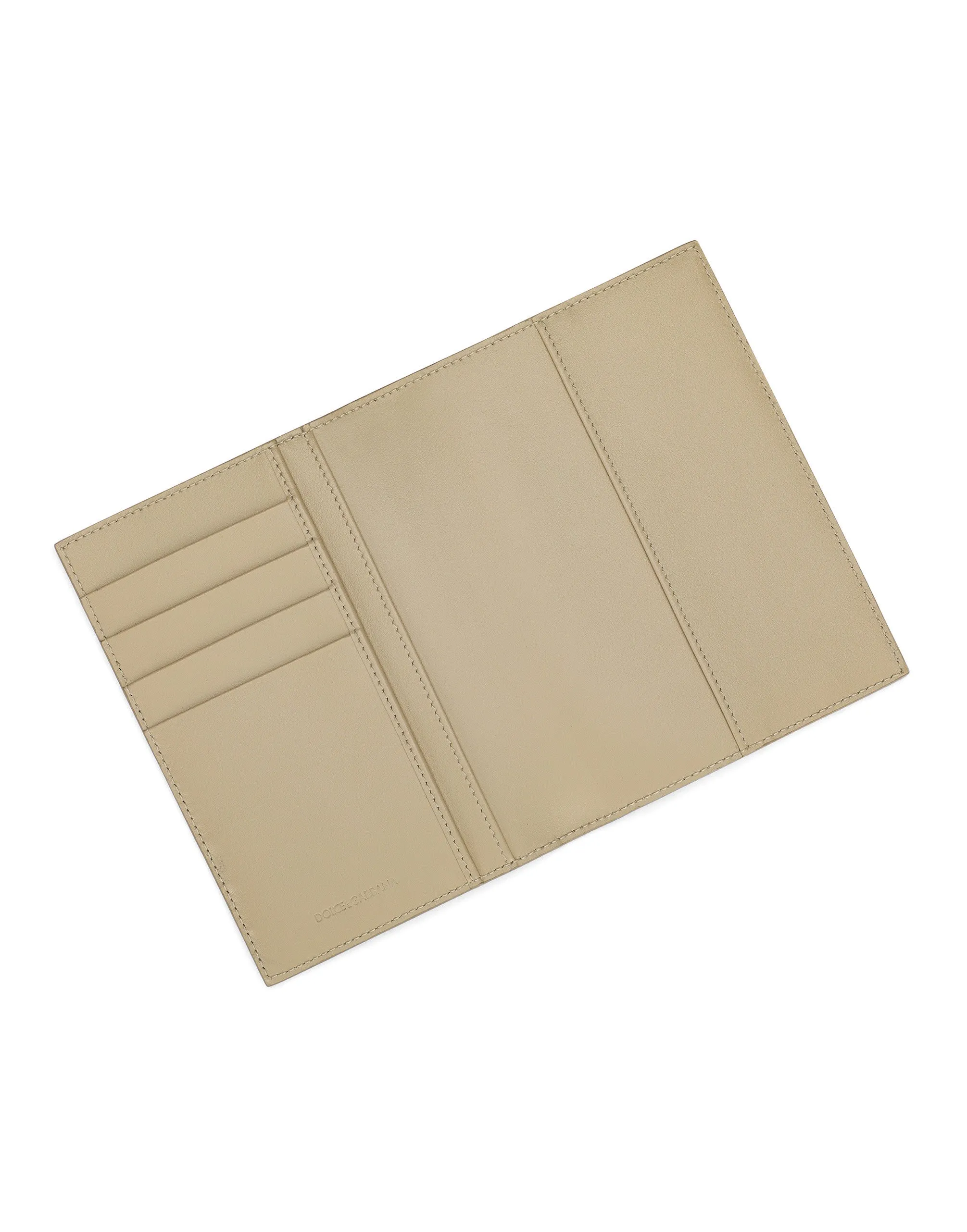Calfskin passport holder with logo