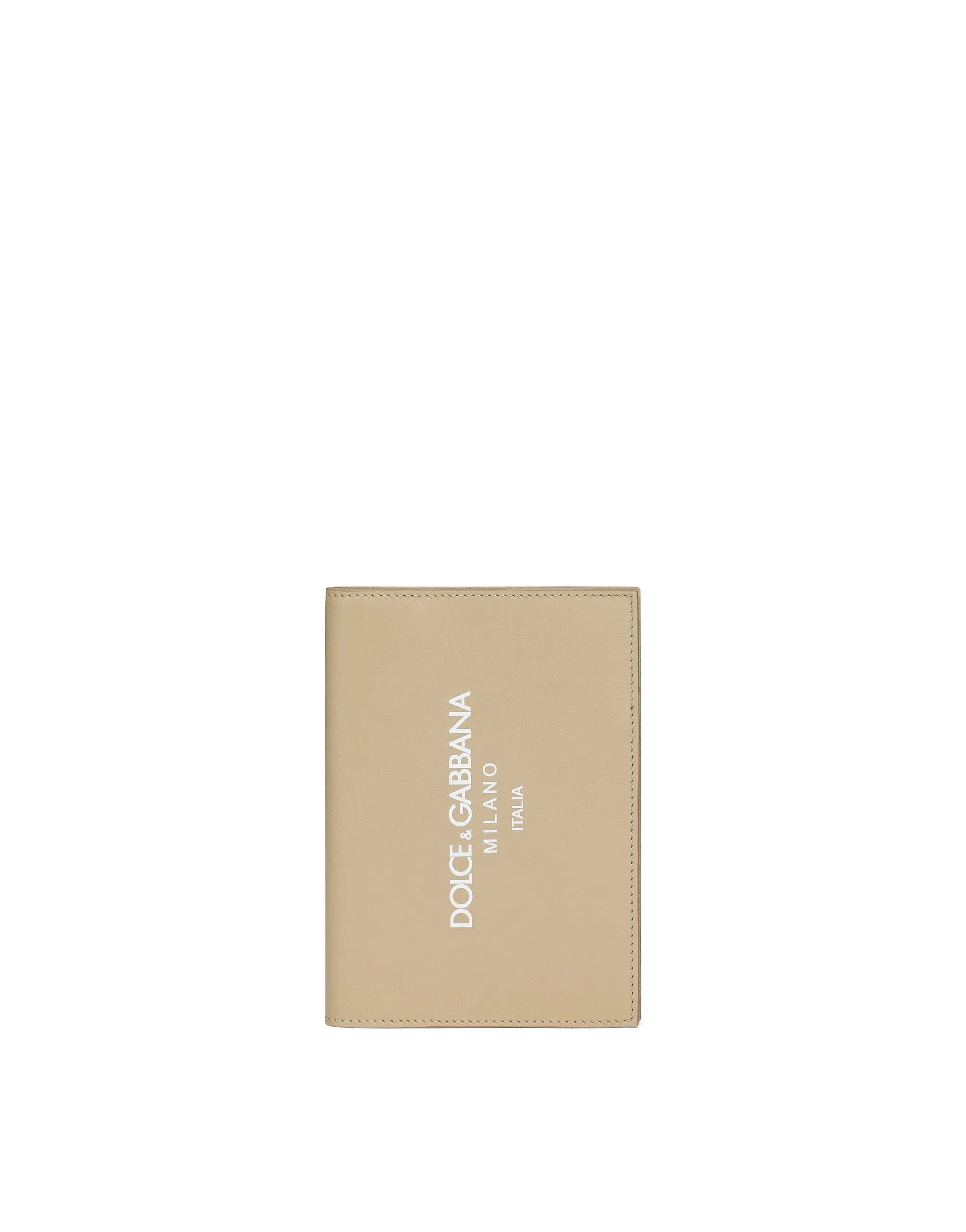 Calfskin passport holder with logo