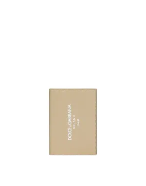 Calfskin passport holder with logo