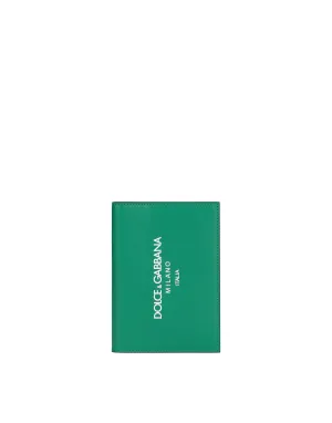 Calfskin passport holder with logo