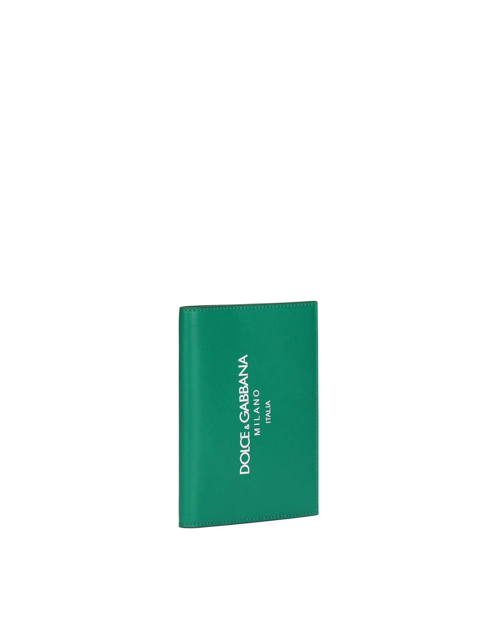 Calfskin passport holder with logo