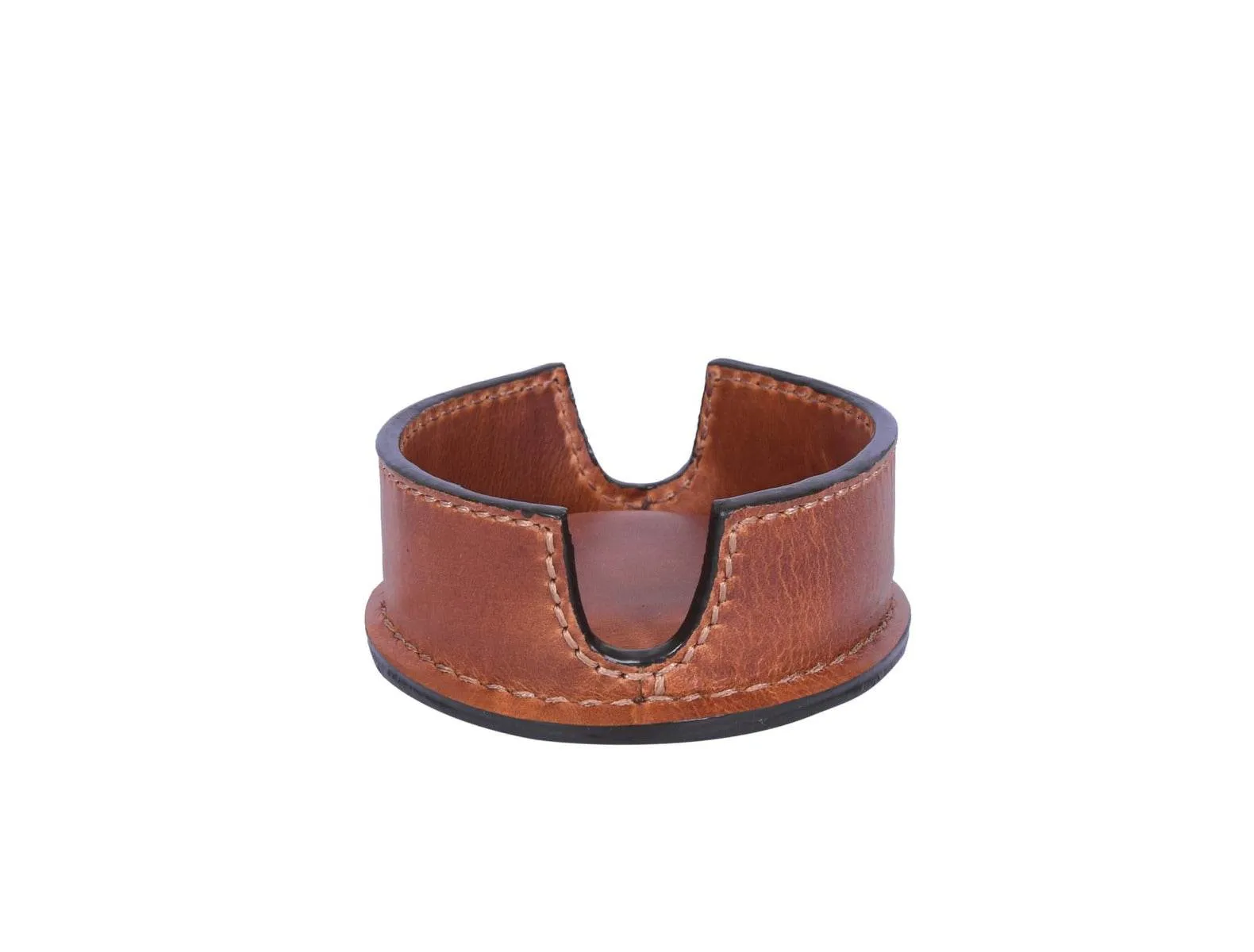 Cannes Leather Coaster - Caramel Brown