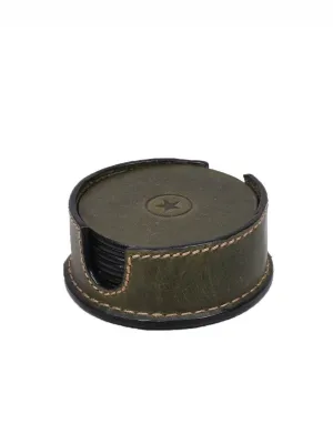 Cannes Leather Coaster - Green