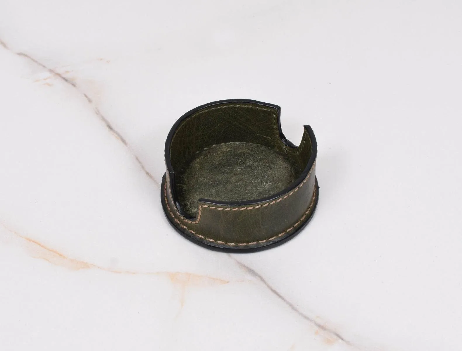 Cannes Leather Coaster - Green