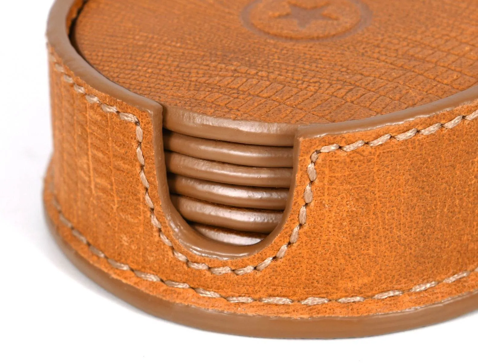 Cannes Leather Coaster - Tawny Brown