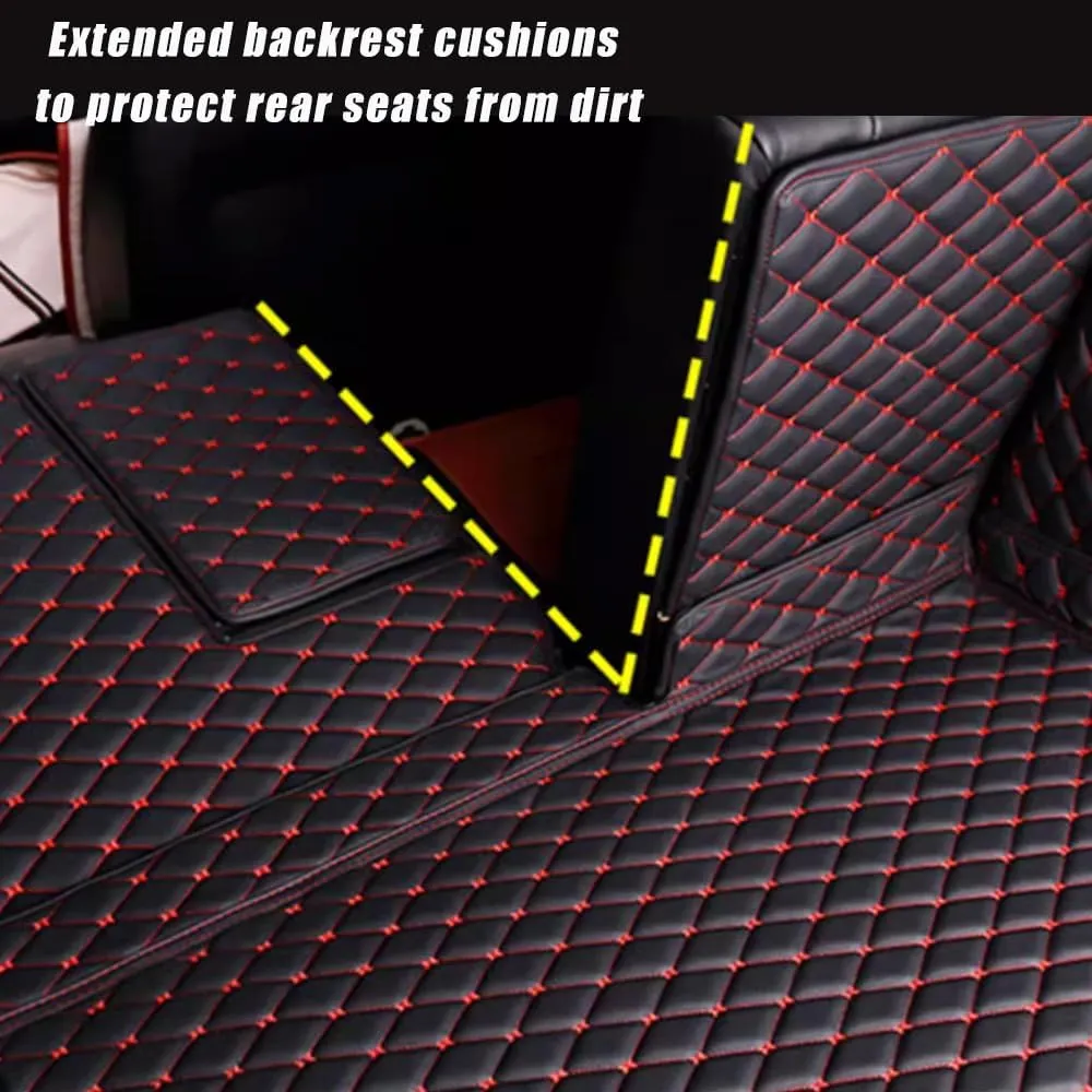 Car Boot Mat for Nissan X-Trail III (T33) 2022 2023 5-seat, Boot Trunk Mat Liner Non Slip Protector Protects Vehicle Carpet,1-A Black Red