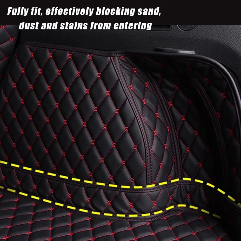 Car Boot Mat for Nissan X-Trail III (T33) 2022 2023 5-seat, Boot Trunk Mat Liner Non Slip Protector Protects Vehicle Carpet,1-A Black Red