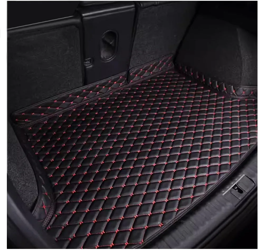 Car Boot Mat for Nissan X-Trail III (T33) 2022 2023 5-seat, Boot Trunk Mat Liner Non Slip Protector Protects Vehicle Carpet,1-A Black Red