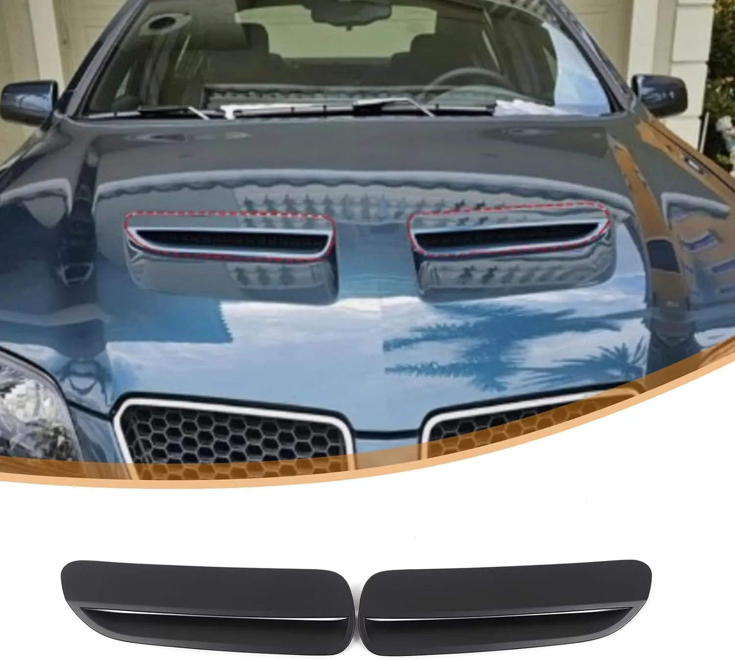 Car Engine Hood Air Outlet Vent Cover Trim Compatible with Pontiac G8 08-09/Holden Commodore 06-12 Car Front Engine Hood Vent Air Flow Intake Body Moulding Protection Cover decoration (Matt black)