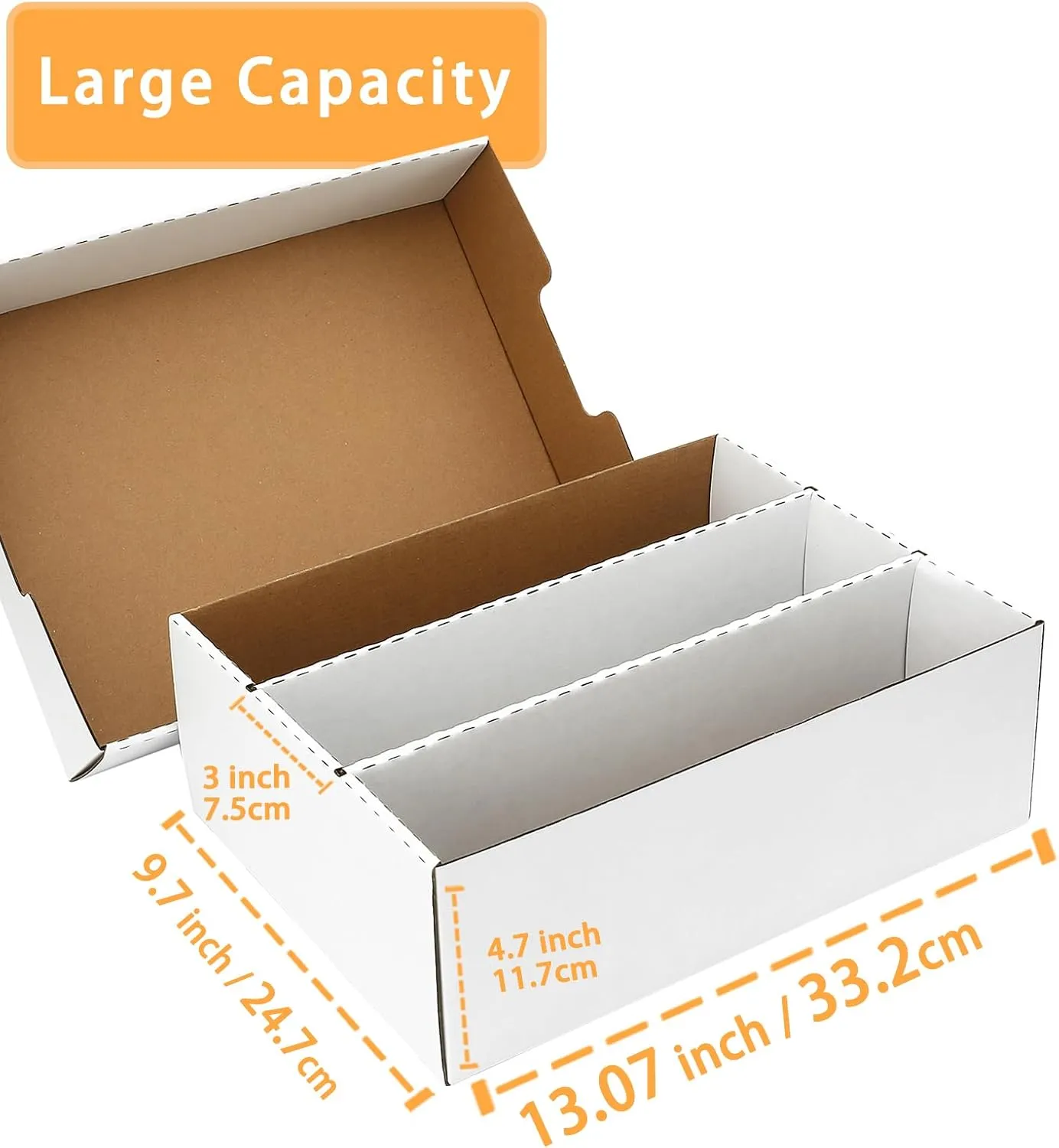 card boxes for sports cards【3-Pack • 7200-count】cardboard card Storage Box With 150 Sleeves & 24 Dividers, Case Fit for Mtg Tcg Magic Commander Deck Playing Cards, Deck Box for Baseball Sport Card