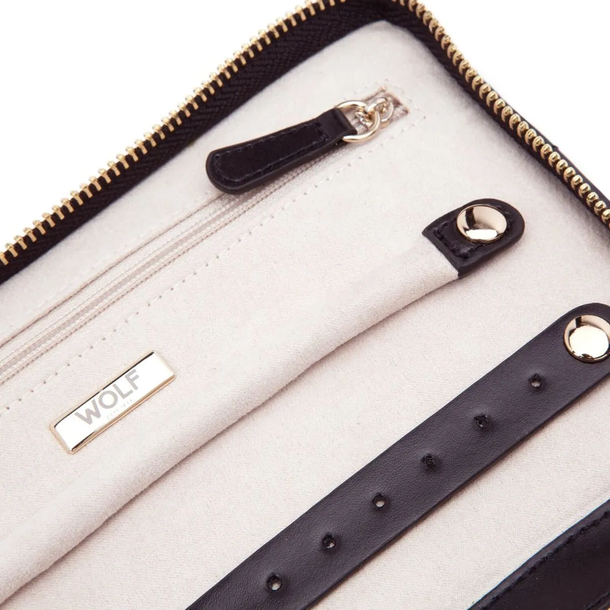 Caroline Jewellery Roll By Wolf - Black