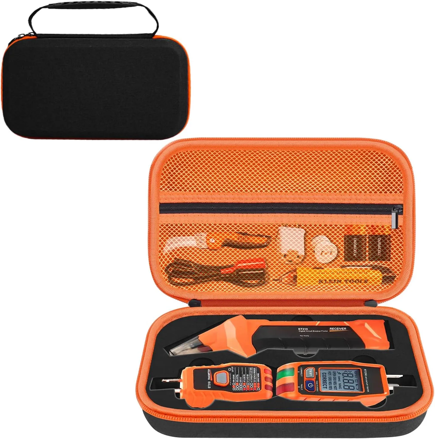 Carrying Case for Klein Tools ET310 AC Circuit Breaker Finder Electric Tester & 80016 Outlet Tester Kit & RT250 GFCI Receptacle Tester and Electrician Tools Organizer Travel Bag(Case Only)