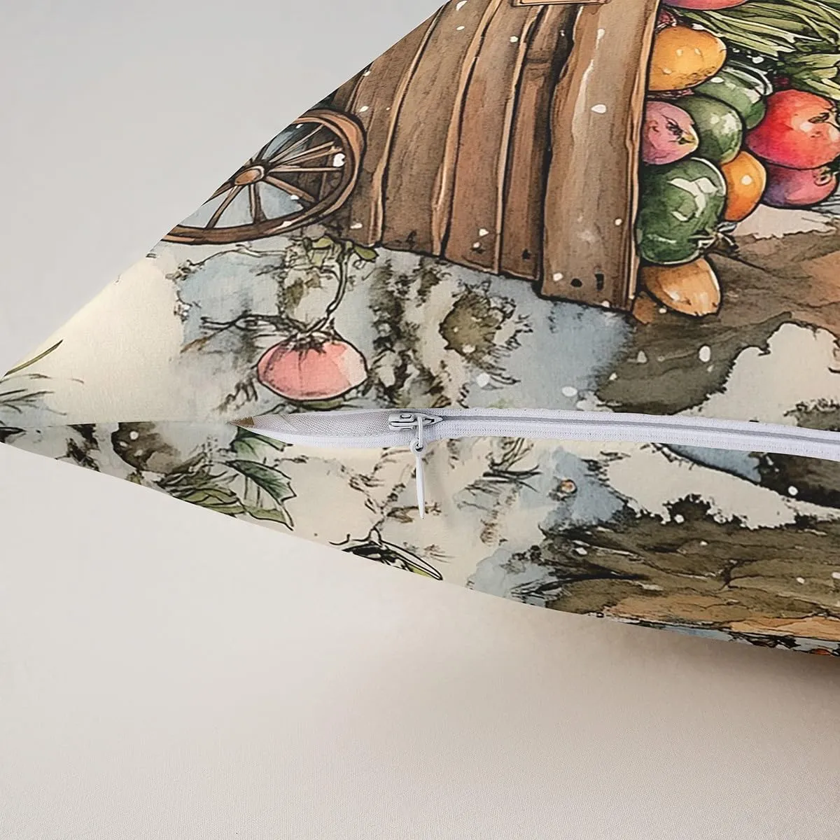 Cartoon Snowman Pillow Covers 18x18 Inch Set of 2 Watercolor Farm Vegetables Rustic Style Cushion Cases for Kids Teens Adults Winter Jungle Trees Christmas Cushion Covers for Living Room Couch