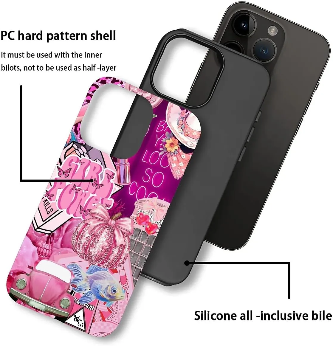 Case Compatible with iPhone 13 Pro,Pink Decorations-Dolphin Car Hybrid 2-Layer Hard Shell Silicone Double Protective Scratch-Resistant Shockproof Case for iPhone 13 Pro