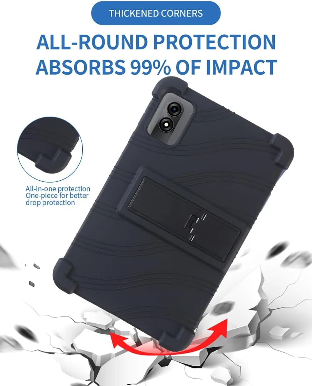 Case for DOOGEE U11/DOOGEE U11 Pro/Blackview Tab 90WiFi/Blackview Tab 90 WiFi/Blackview Tab 90 Tablet 11 inch, Soft Silicone Protective Cover with Adjustable Kickstand, Black