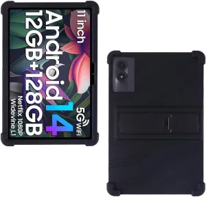 Case for DOOGEE U11/DOOGEE U11 Pro/Blackview Tab 90WiFi/Blackview Tab 90 WiFi/Blackview Tab 90 Tablet 11 inch, Soft Silicone Protective Cover with Adjustable Kickstand, Black