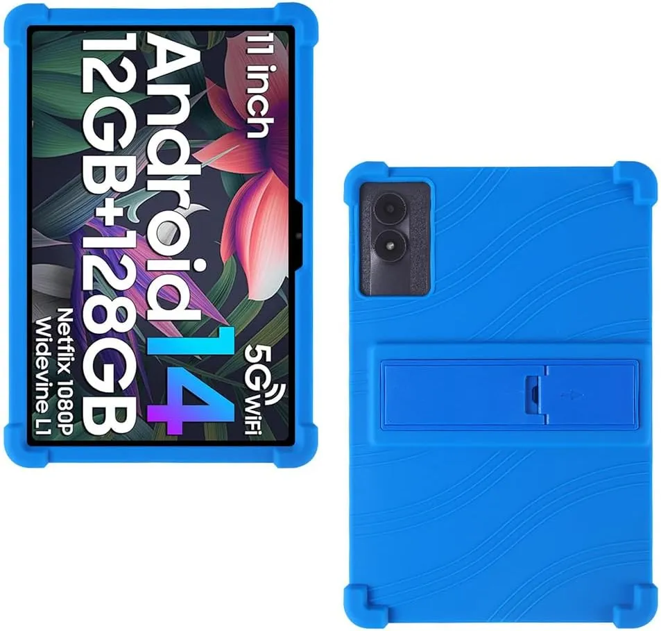 Case for DOOGEE U11/DOOGEE U11 Pro/Blackview Tab 90WiFi/Blackview Tab 90 WiFi/Blackview Tab 90 Tablet 11 inch, Soft Silicone Protective Cover with Adjustable Kickstand, Blue