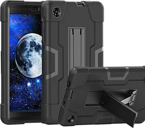 Case for for Alcatel Joy Tab 2 Tablet 8-inch 2020 Release (Model: 9032Z) - [Built-in Kickstand] Anti Slip Kids Friendly Shockproof Silicone Protective Cover (Black/Black)