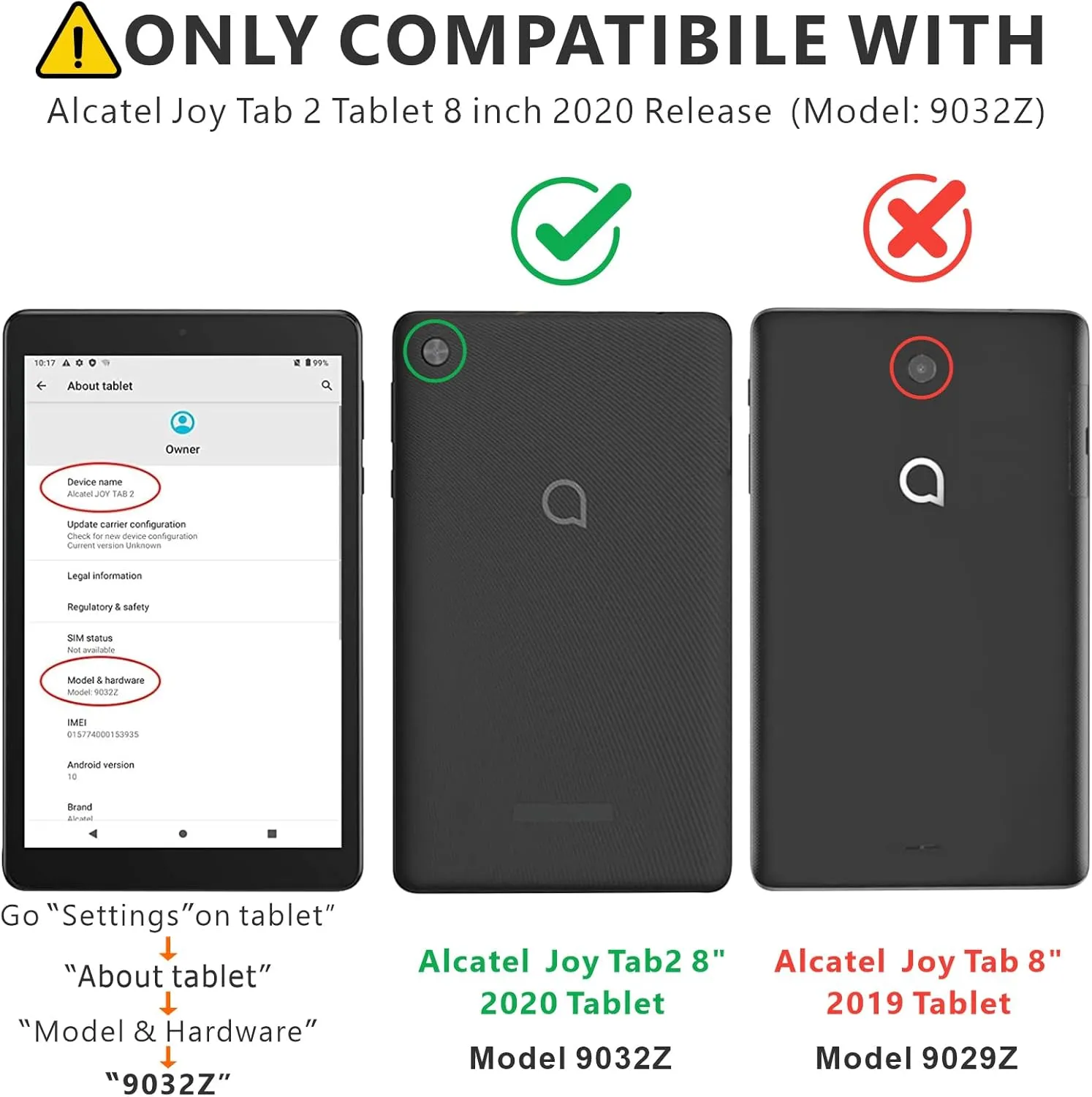 Case for for Alcatel Joy Tab 2 Tablet 8-inch 2020 Release (Model: 9032Z) - [Built-in Kickstand] Anti Slip Kids Friendly Shockproof Silicone Protective Cover (Red/Black)