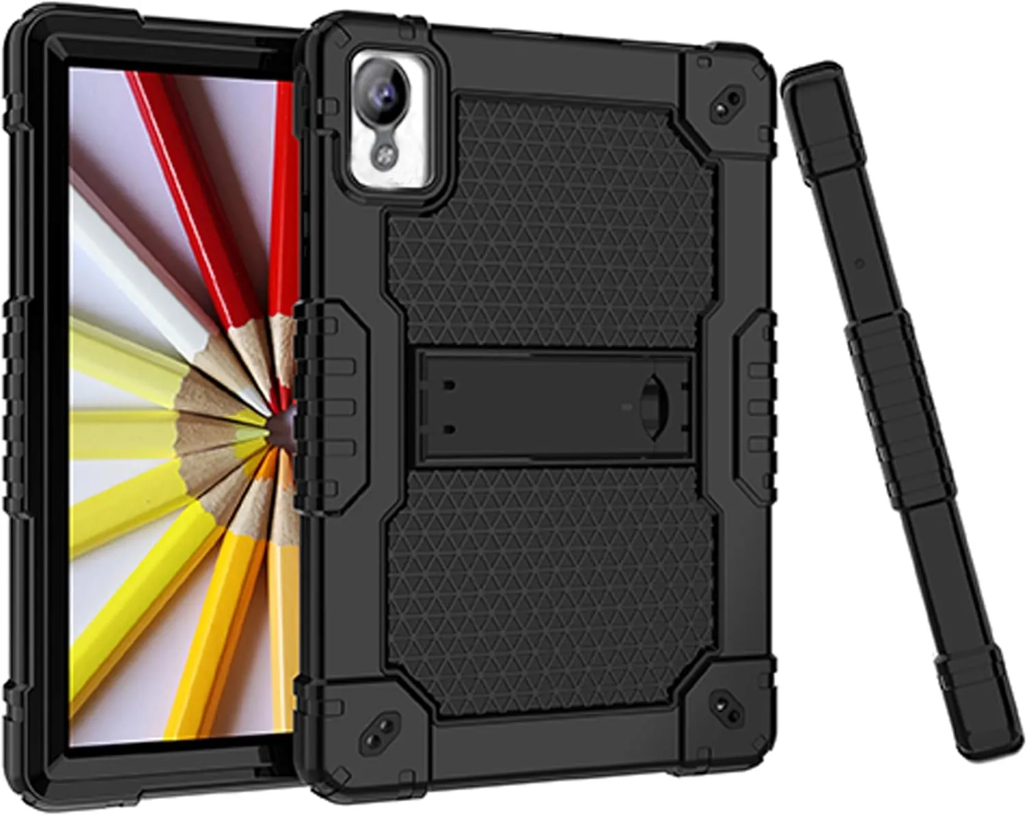 Case for Pritom Tab 10 Lite Tablet/TECLAST P26T/TECLAST P25T/Wetap M10 10.1 inch Tablet Shockproof Firendly Case Built in Kickstand Shoulder Strap with Screen Protector (Black/Black/2 PCS)