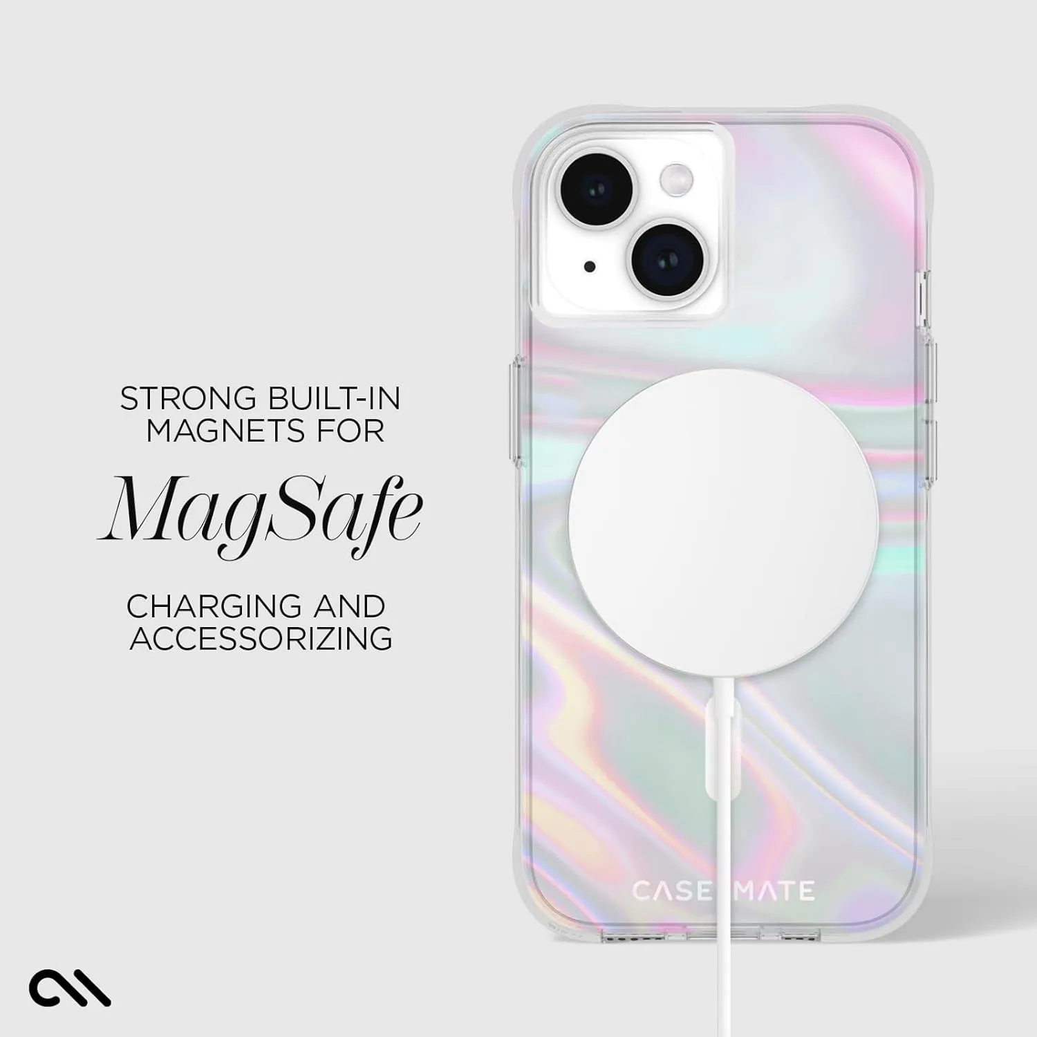 Case-Mate Soap Bubble iPhone 15 Case [12ft Drop Protection] [Compatible with MagSafe] Magnetic Cover for iPhone 15 6.1" - Iridescent Swirl Effect, Anti-Scratch, Shock Absorbing, Slim Fit - Iridescent