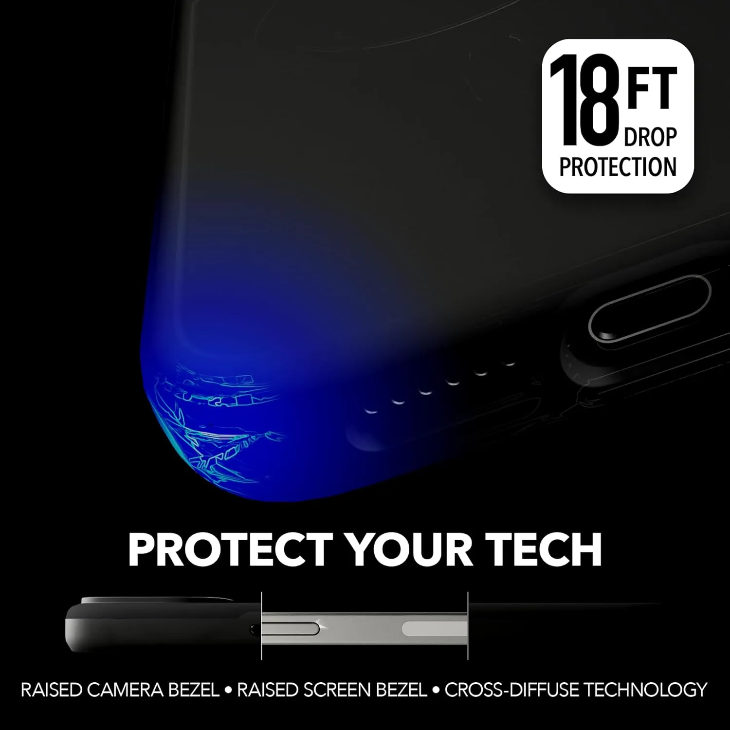 cellhelmet Fortitude Case for iPhone 15 | MagSafe Compatible | Dual-Layer Protection | Drop Test Certified | Shockproof Durable iPhone 15 Case | Bottoms Up in Onyx Black