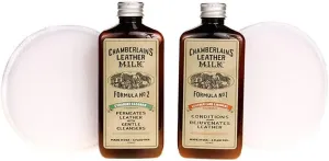 Chamberlain's Leather Milk Conditioner and Cleaner Kit - No. 1 - 2 Conditioner   Cleaner Kit - All Natural, Non-Toxic Leather Care. 2 Sizes. Made in the USA. Includes 2 Premium Restoration Pads! 6 OZ