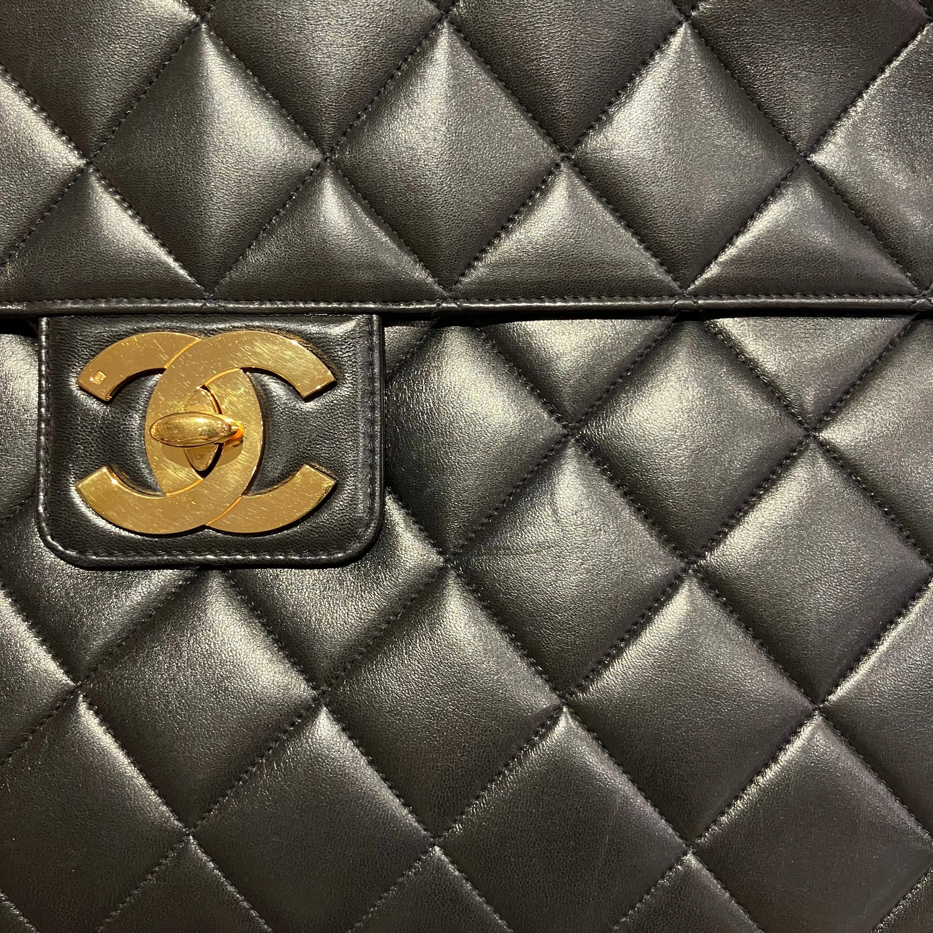 Chanel 1994-1996 Black Lambskin Briefcase Business Handbag