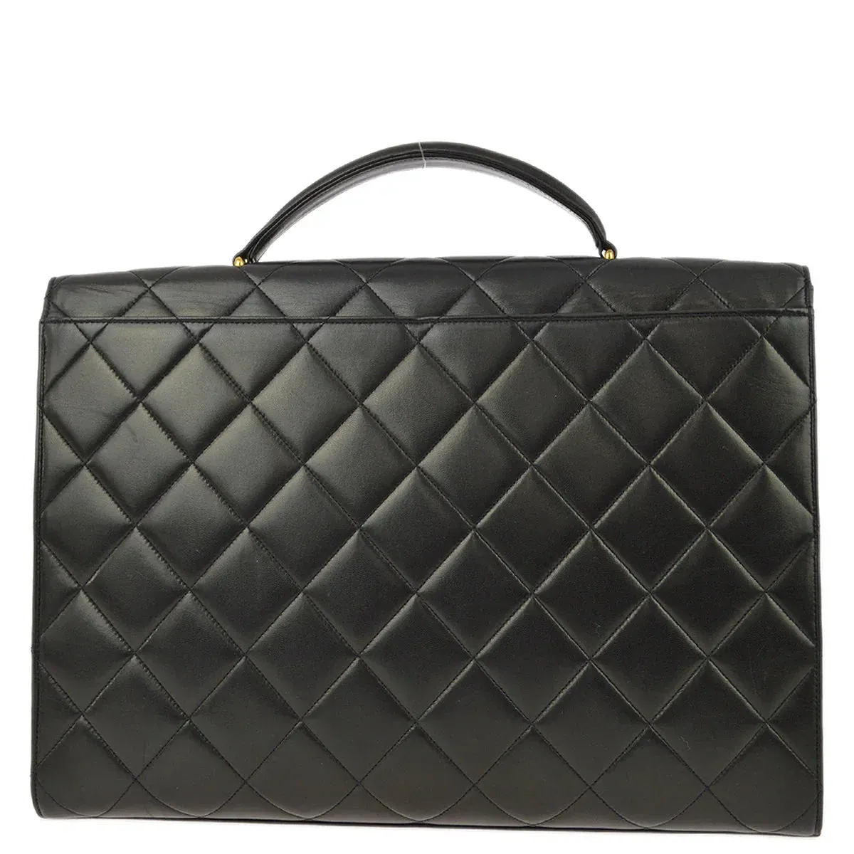 Chanel 1994-1996 Black Lambskin Briefcase Business Handbag