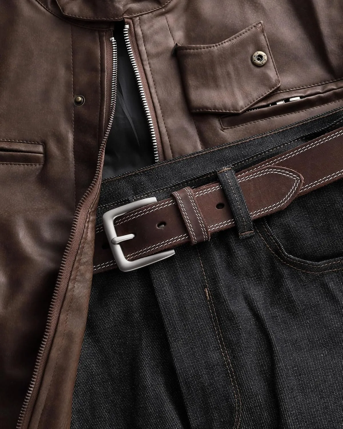 CHAOREN Leather Belt for Men, 38mm Mens Belts Casual, Handmade Full Grain Leather Belt for Jeans