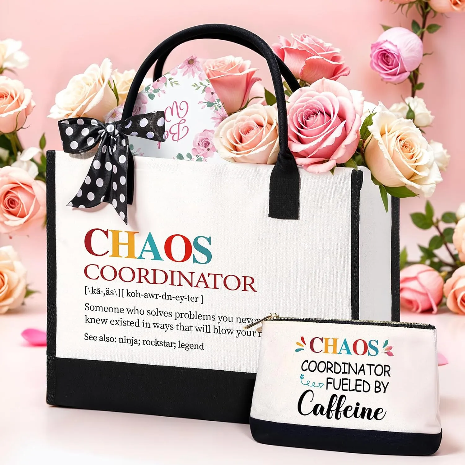 Chaos Coordinator Gifts for Women Coworkers Thank You Gifts for Women Coworker Boss Lady Manager Teacher Nurse Appreciation Gift Basket Set Mothers Day Gift with Canvas Tote Bag
