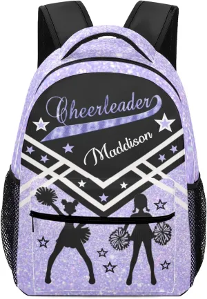 Cheerleader Lavender Cheer Personalized School Backpack for Kid-Boy/Girl Primary Daypack Travel Bookbag, Option 10, K10255