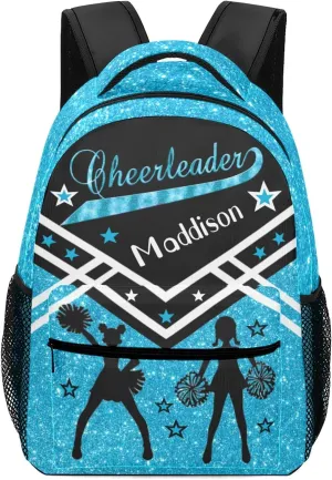 Cheerleader Sky Blue Cheer Personalized School Backpack for Kid-Boy/Girl Primary Daypack Travel Bookbag