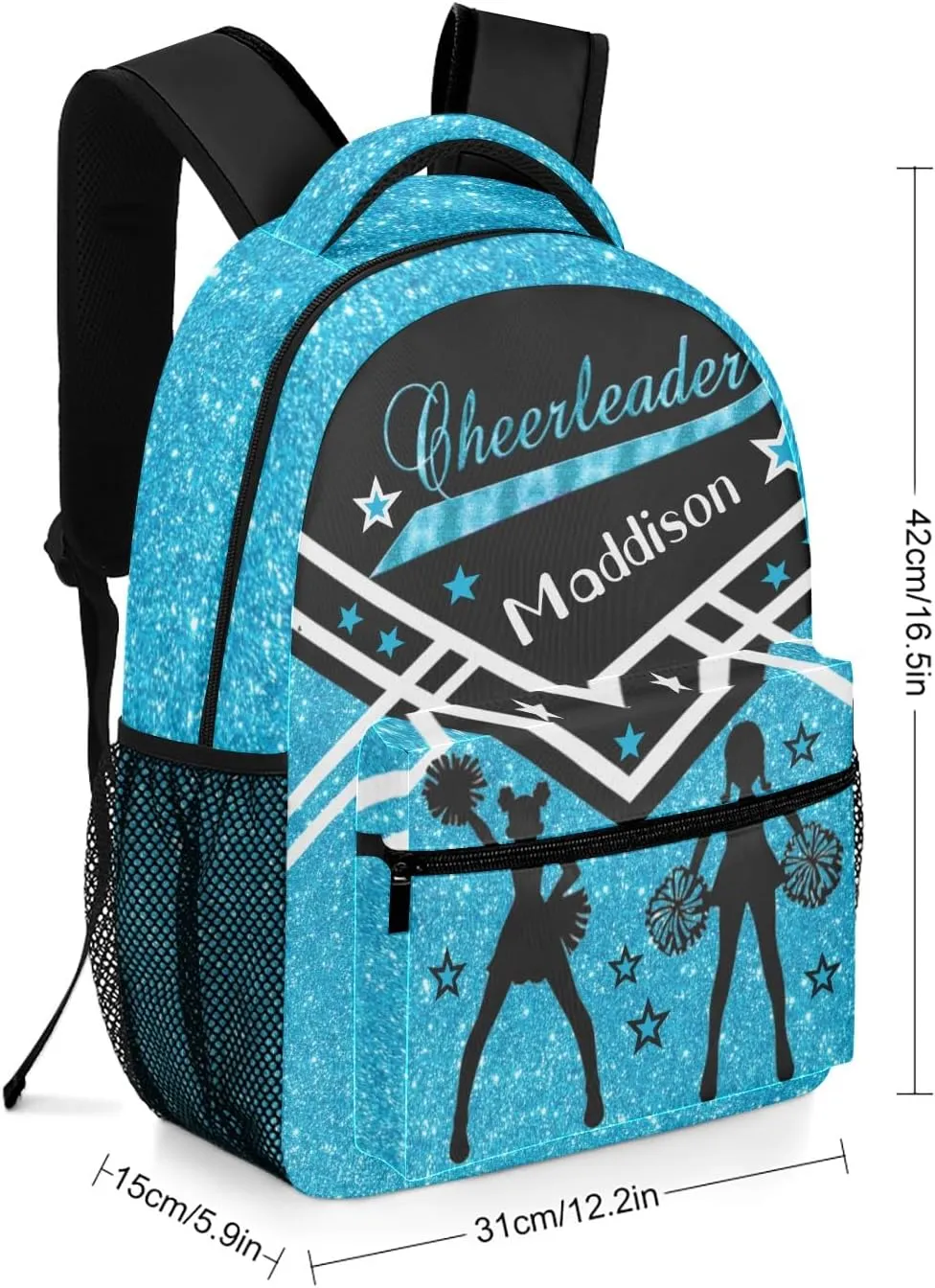 Cheerleader Sky Blue Cheer Personalized School Backpack for Kid-Boy/Girl Primary Daypack Travel Bookbag